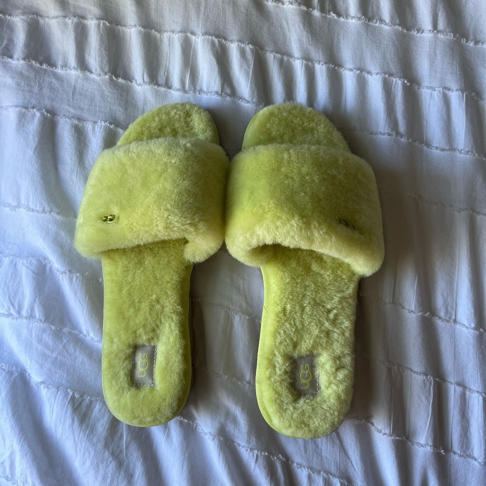 Yellow Ugg Cozette Slides.